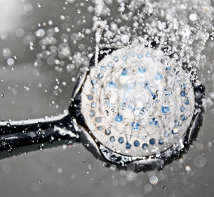 relaxing shower head with water